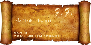 Füleki Fanni névjegykártya